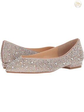 Rhinestone Pointed Toe Slip-On Flats Evening Wedding Shoes
